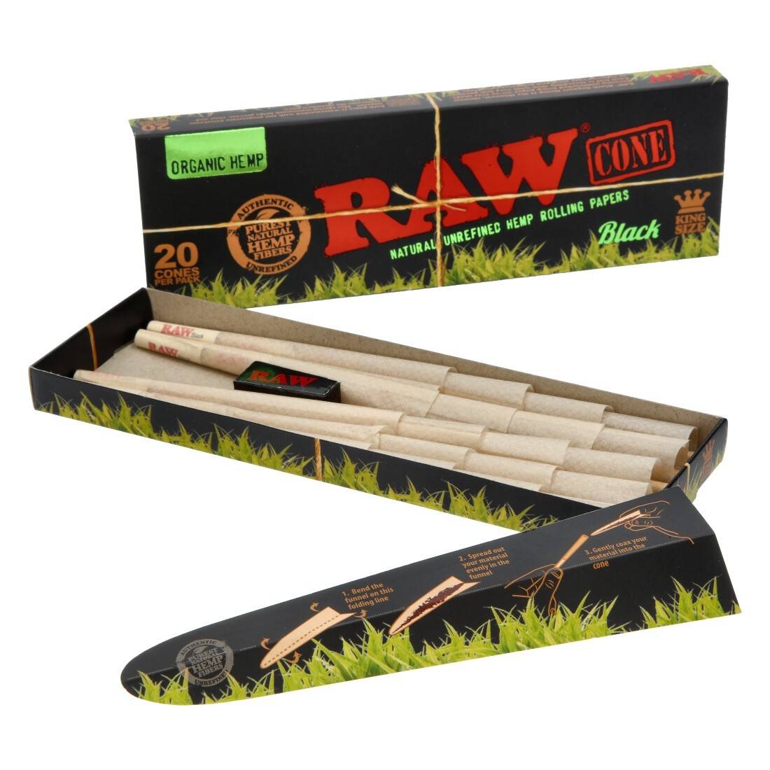 Image of CONE RAW BLACK ORGANIC 11CM PER 20