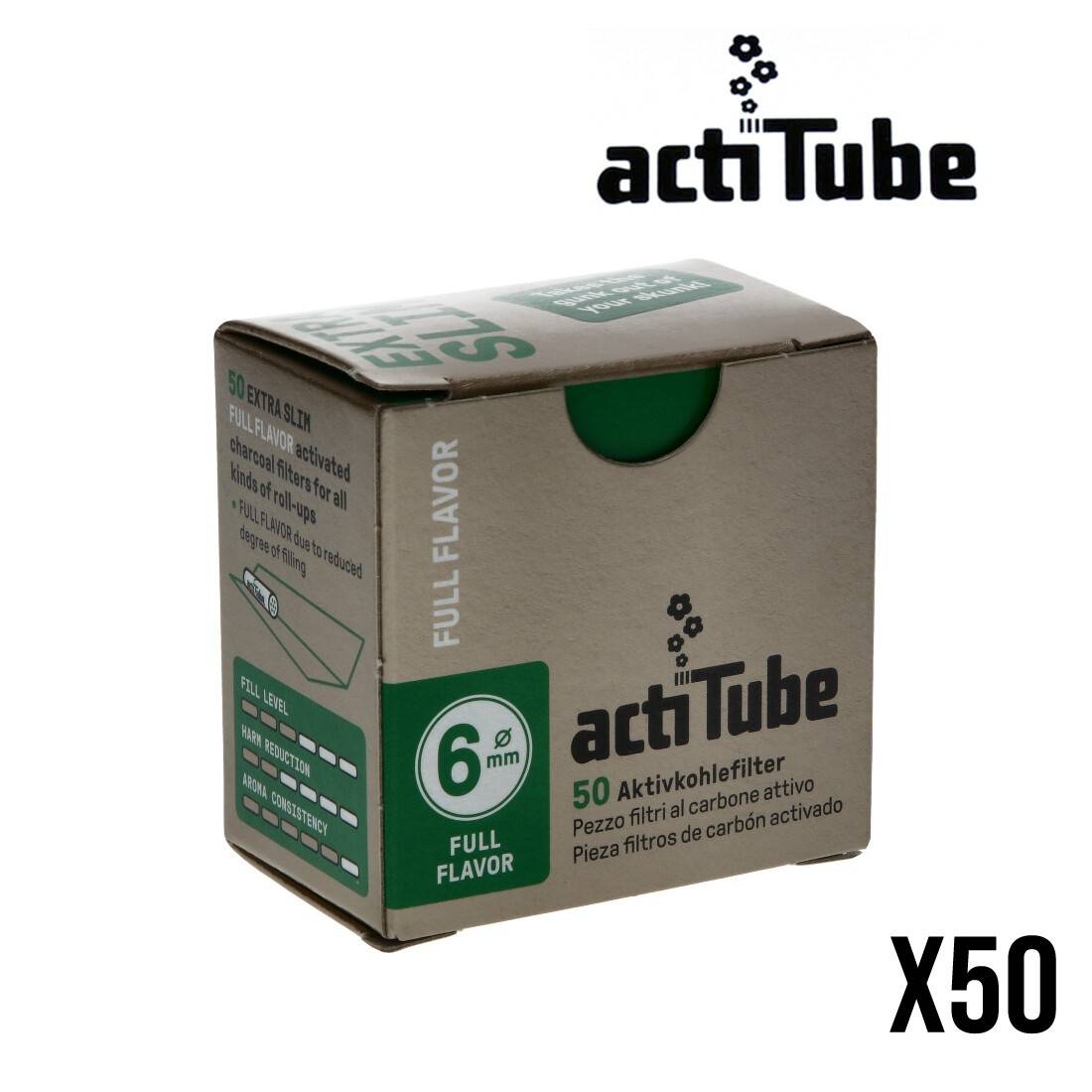 Image of FILTRE A CHARBON ACTITUBE EXTRA SLIM FULL FLAVOR PAR 50